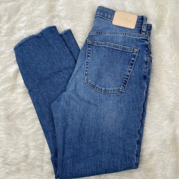 Everlane The Cheeky Classic Blue Raw Hem High Rise Cotton Jeans Size 26 - Picture 11 of 11